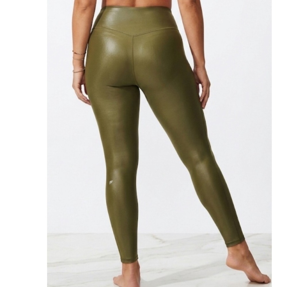 Fabletics Anywhere Motion365+ Shine‎ Leggings Women XXL/1X Moss Green Metallic
